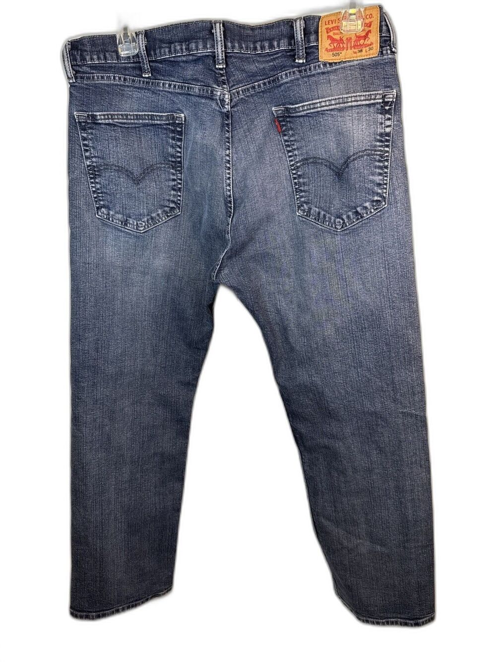 Levi 505 Jeans Mens Regular Fit 38 x 30 Med Wash Classic Stretch Denim Pants